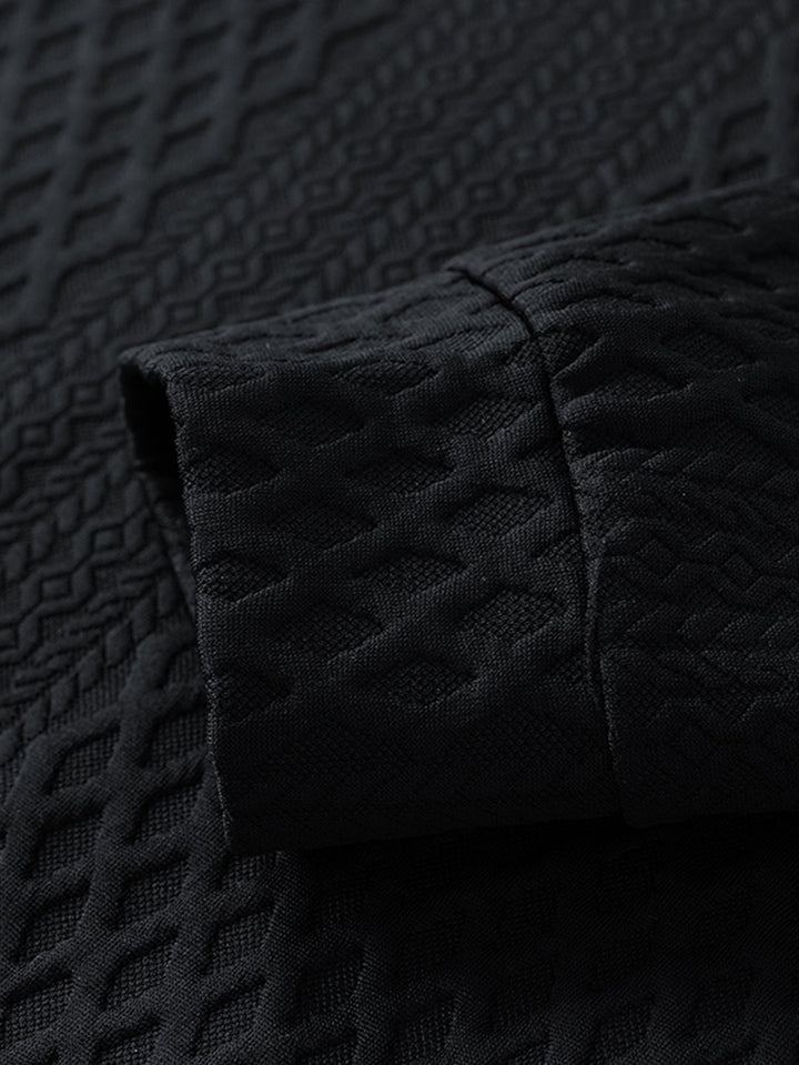 Relax Fit Geometric Jacquard Crew Neck Sweatshirt