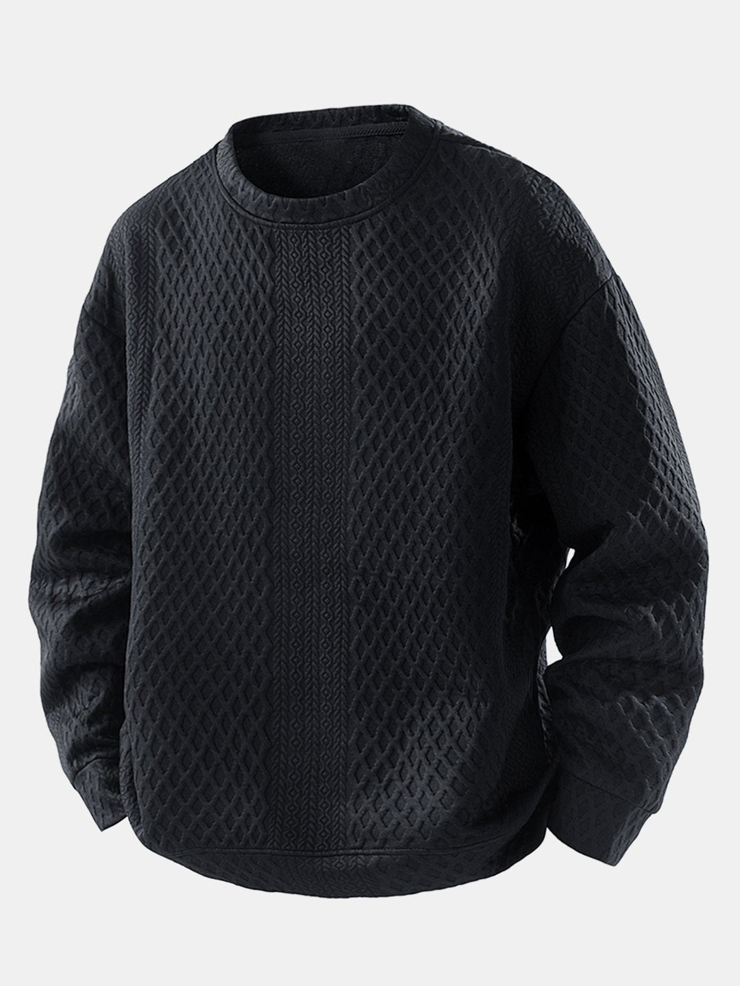 Relax Fit Geometric Jacquard Crew Neck Sweatshirt