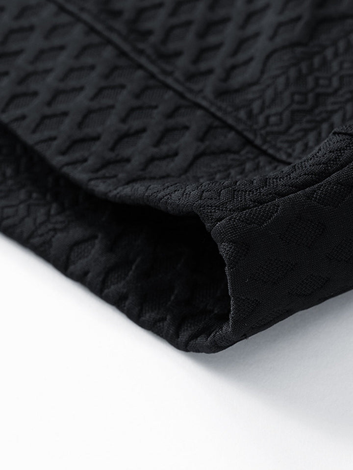 Relax Fit Geometric Jacquard Crew Neck Sweatshirt