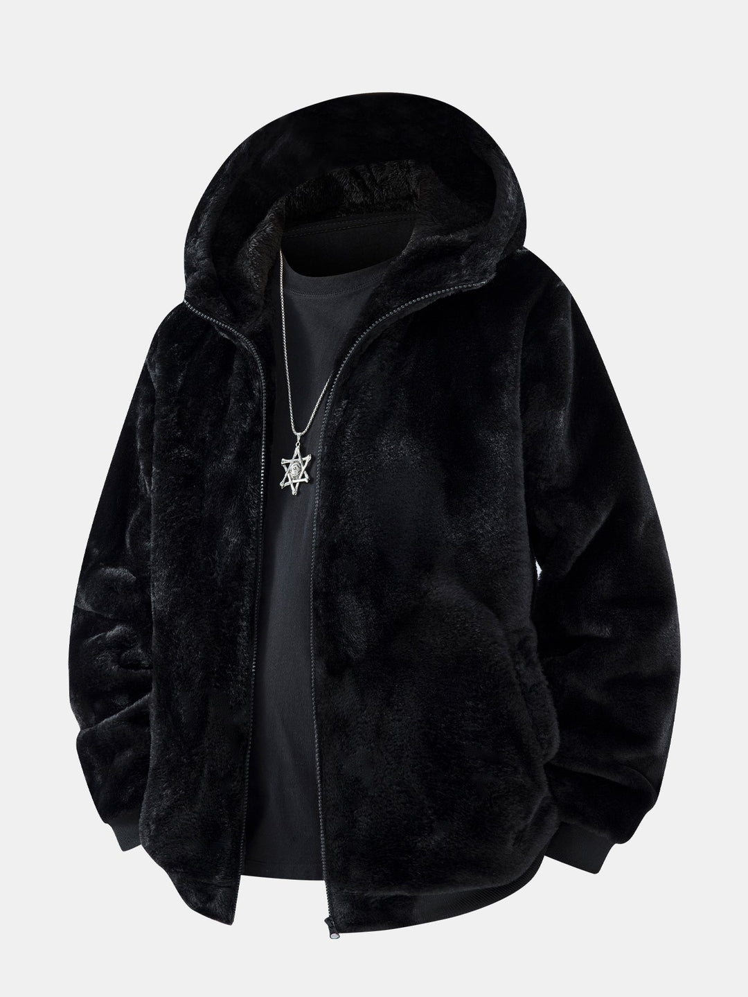 Animal Print Faux Fur Hooded Jacket