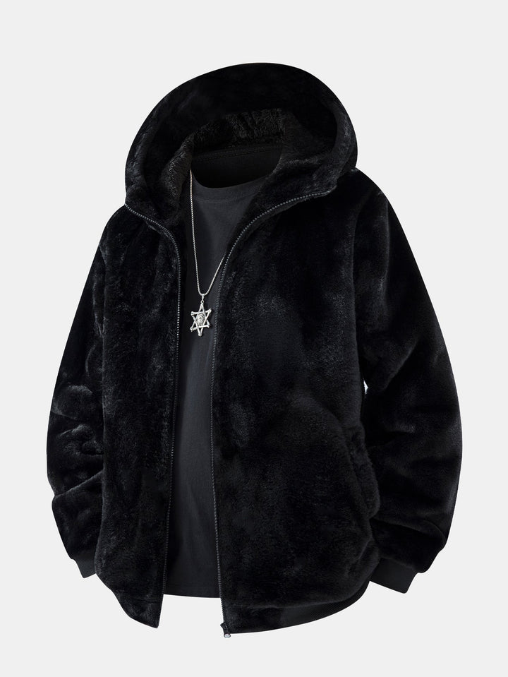 Animal Print Faux Fur Hooded Jacket