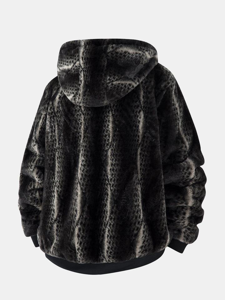 Animal Print Faux Fur Hooded Jacket