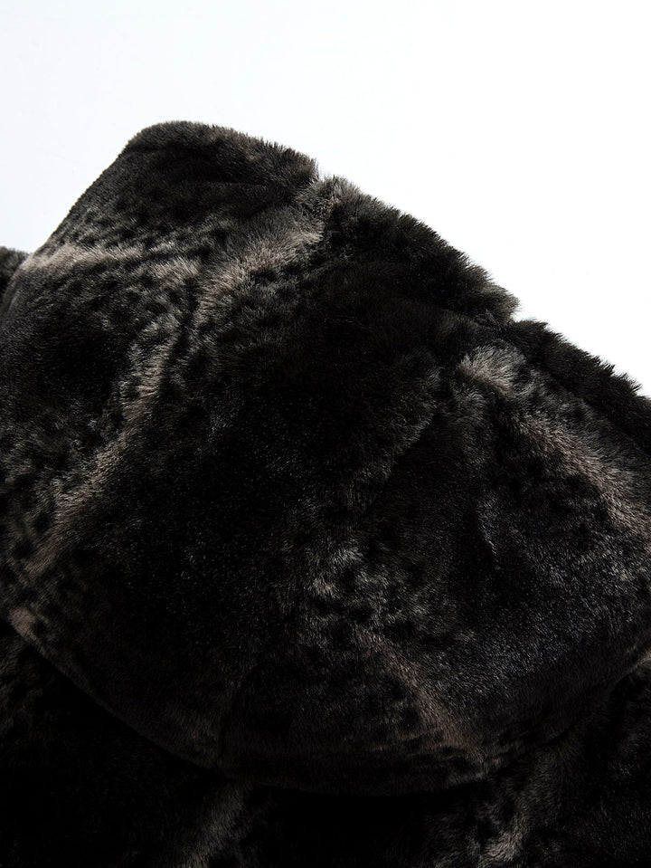 Animal Print Faux Fur Hooded Jacket