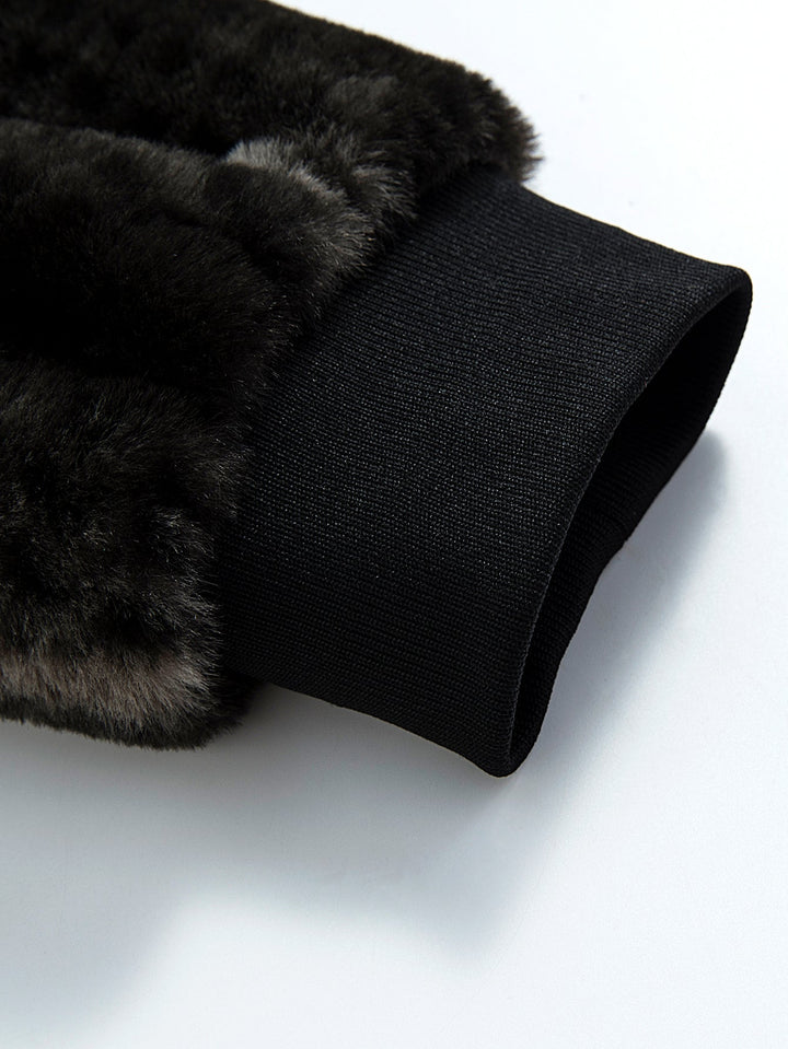 Animal Print Faux Fur Hooded Jacket