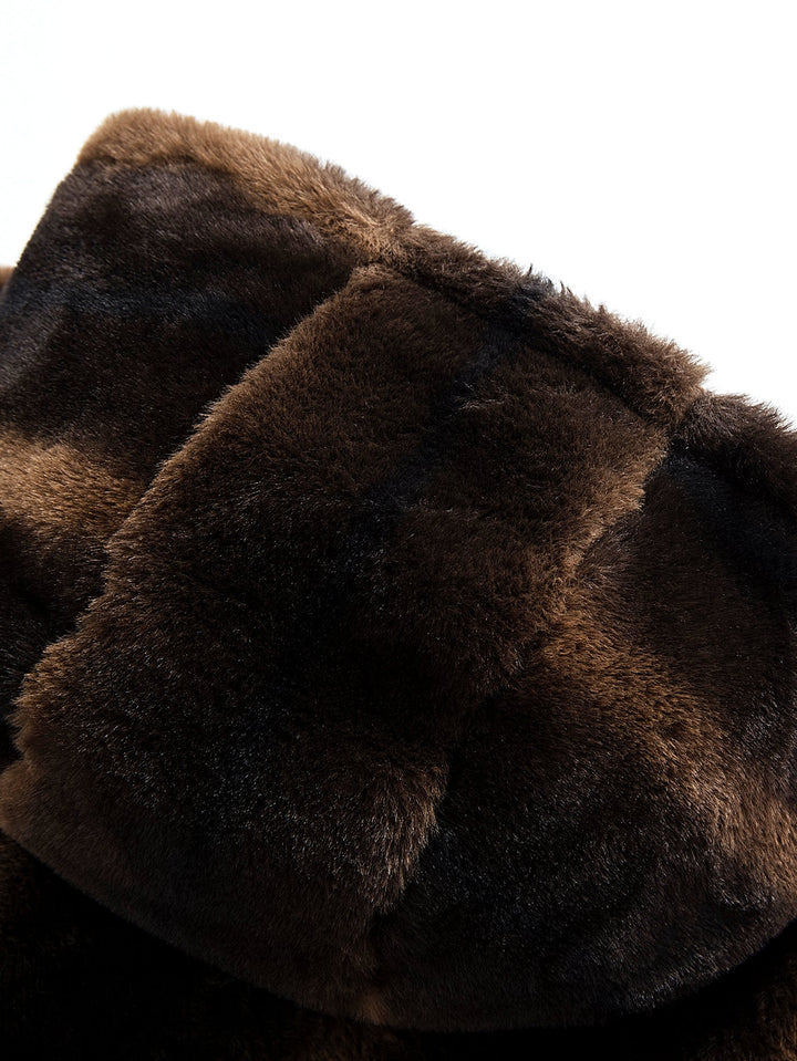 Animal Print Faux Fur Hooded Jacket