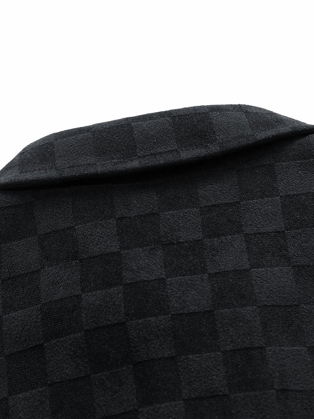 Checkerboard Print Faux Suede Pocket Jacket