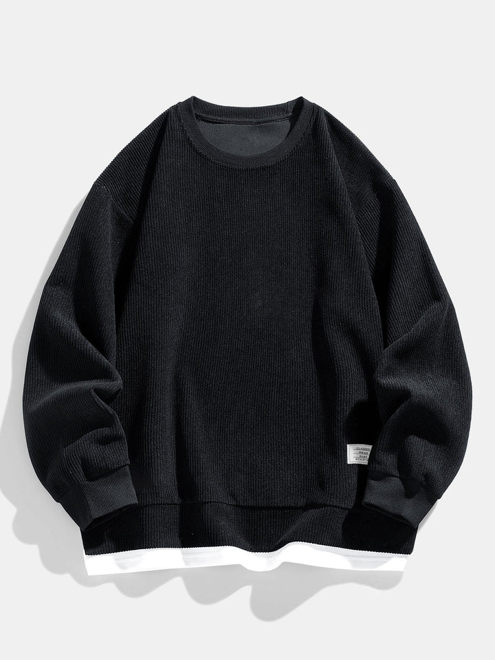 2 In 1 Crew Neck Stretch Corduroy Sweatshirt