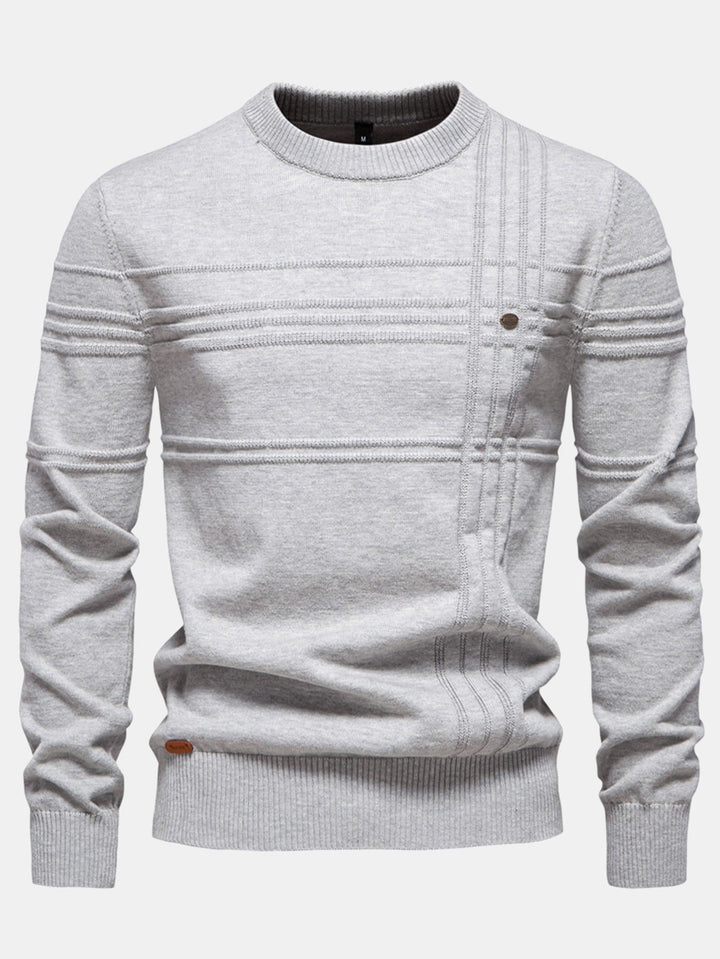 Striped Jacquard Crewneck Sweater
