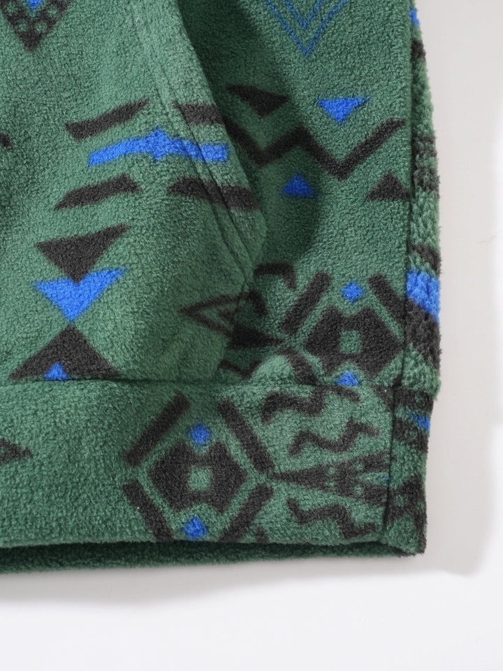 Relax Fit Tribal Geometry Teddy Hoodie & Shorts