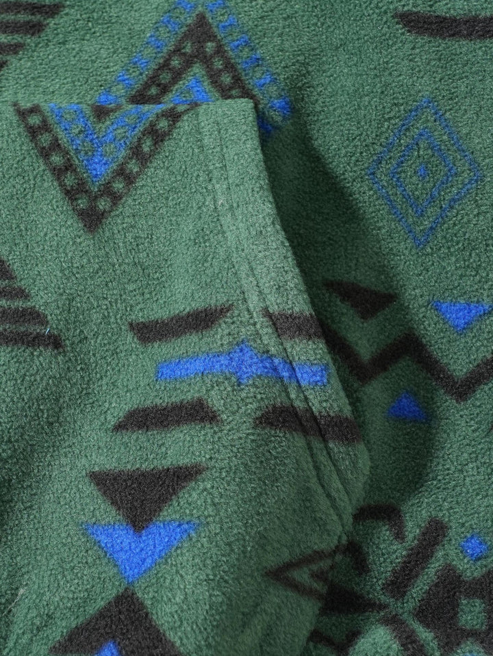 Relax Fit Tribal Geometry Teddy Hoodie & Shorts