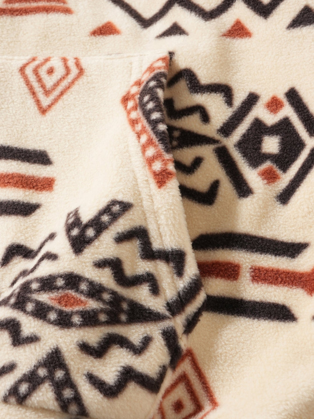 Relax Fit Tribal Geometry Teddy Hoodie & Shorts