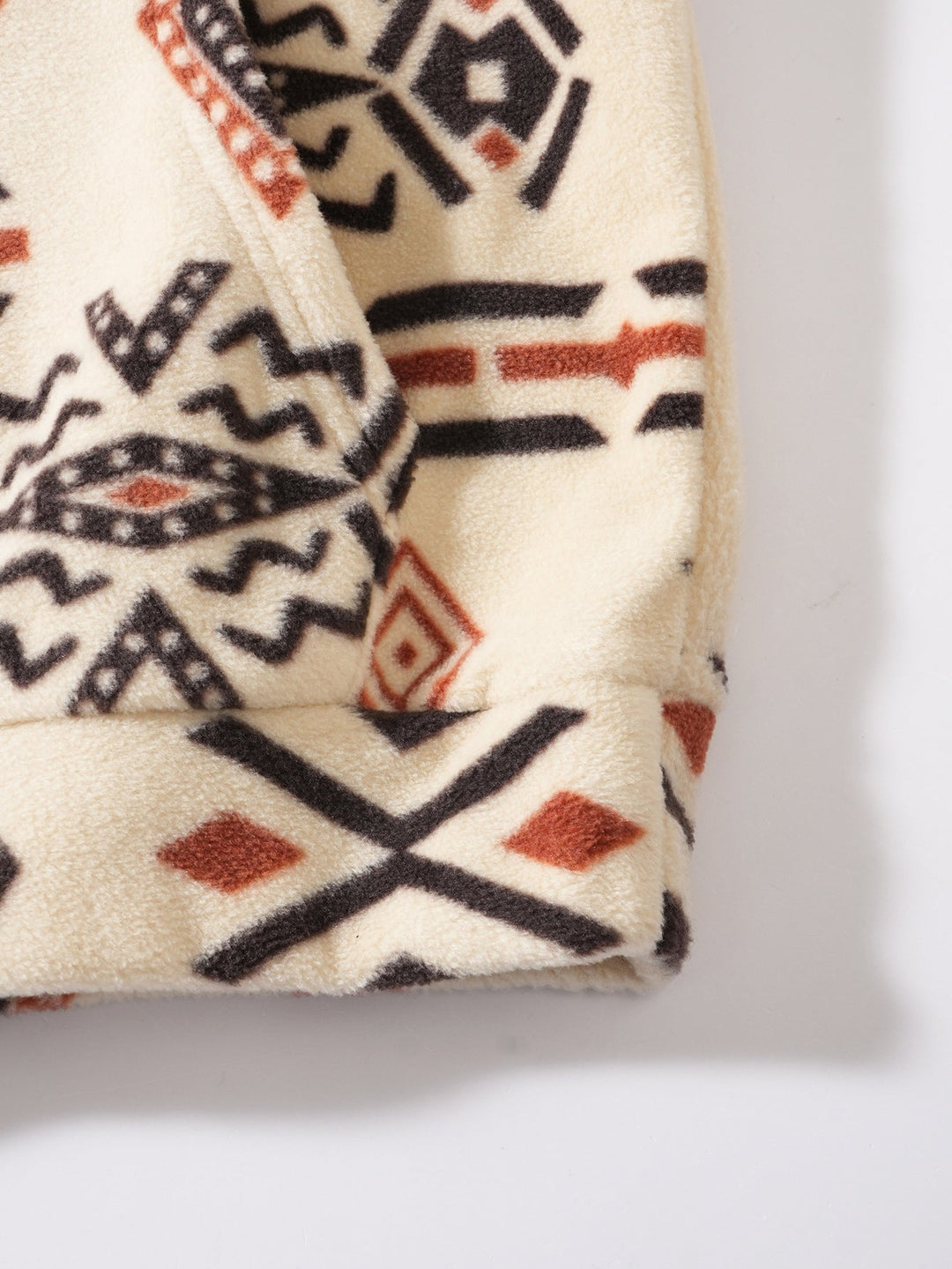 Relax Fit Tribal Geometry Teddy Hoodie & Shorts