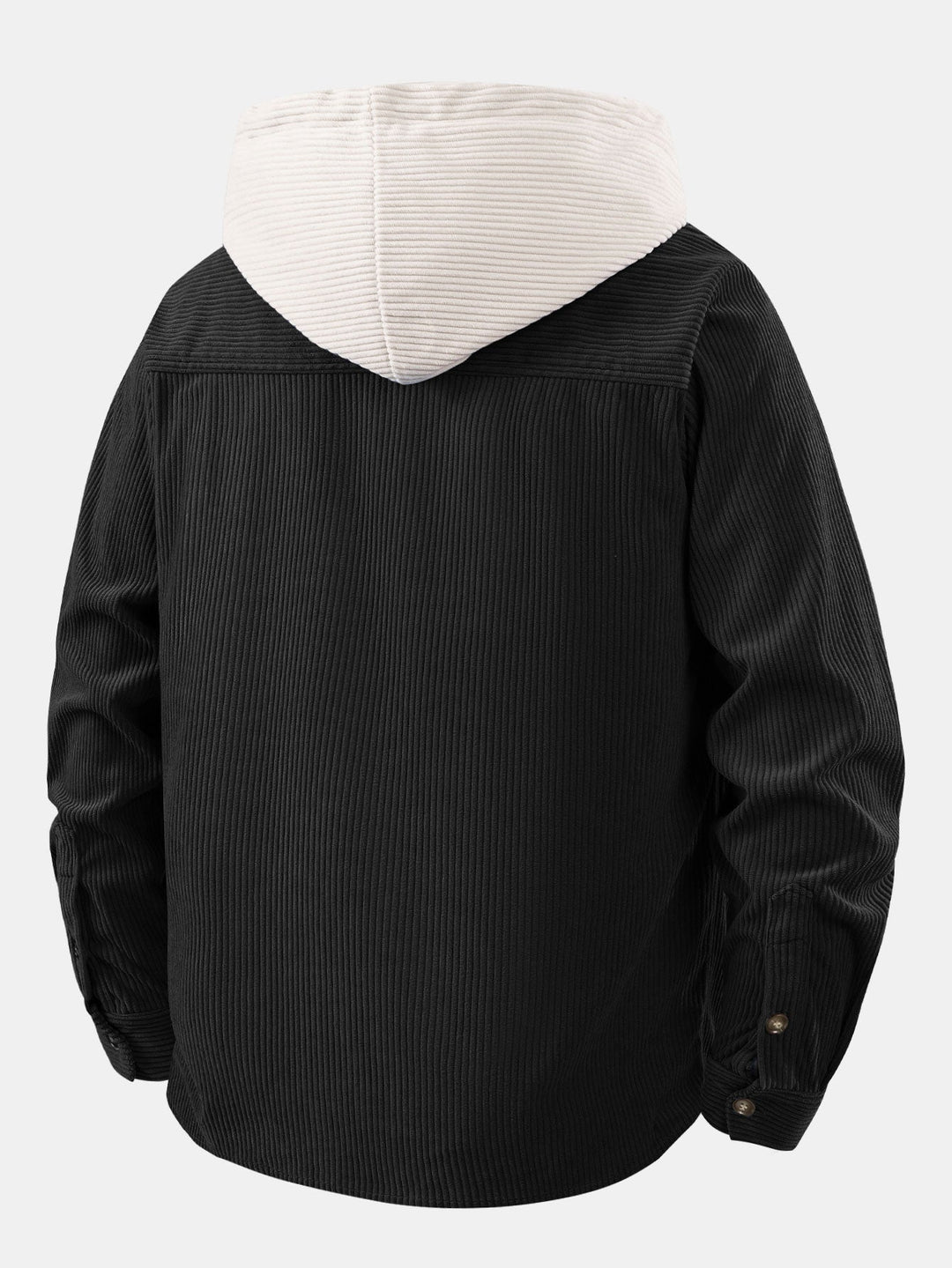 Long Sleeved Contrast Corduroy Hooded Shirt