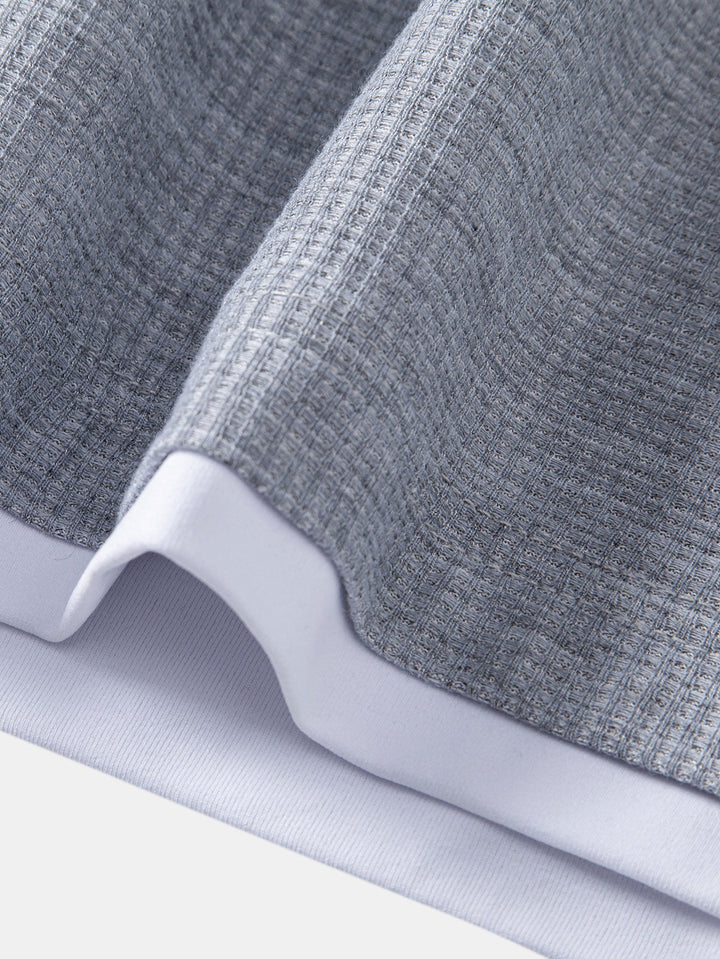 Smiley Face Print 2 In 1 Long Sleeved Waffle T-Shirt