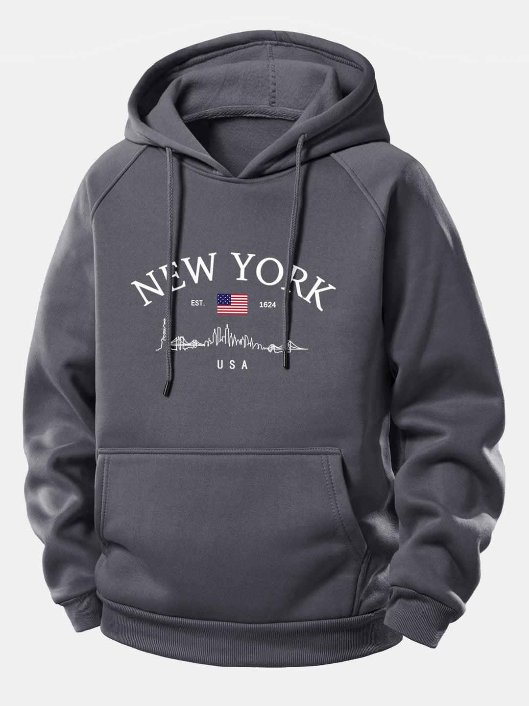 New York Print Drawstring Hoodie