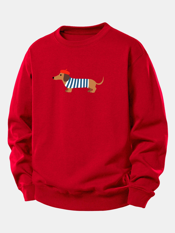 French Dachshund Print Relax Fit Sweatshirt