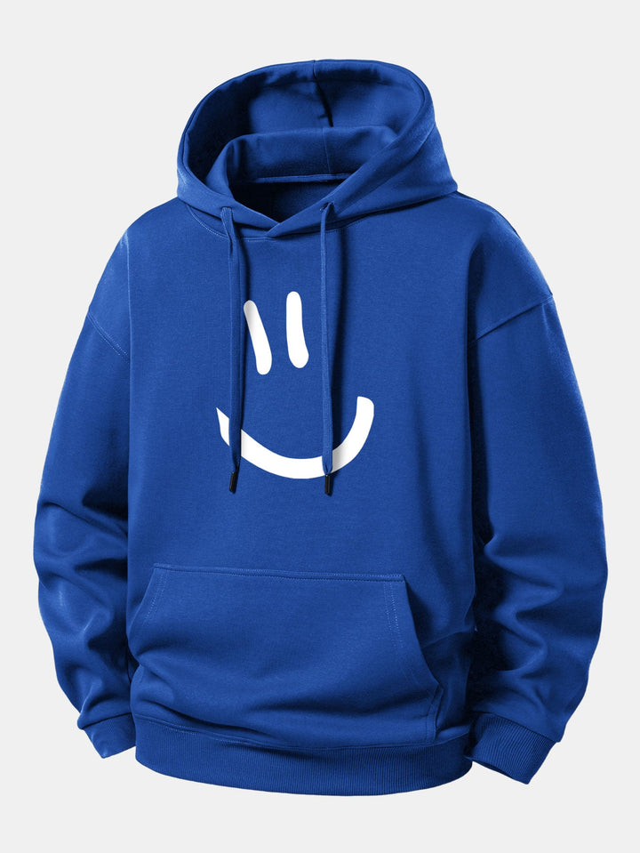 Smiley Face Print Relax Fit Hoodie
