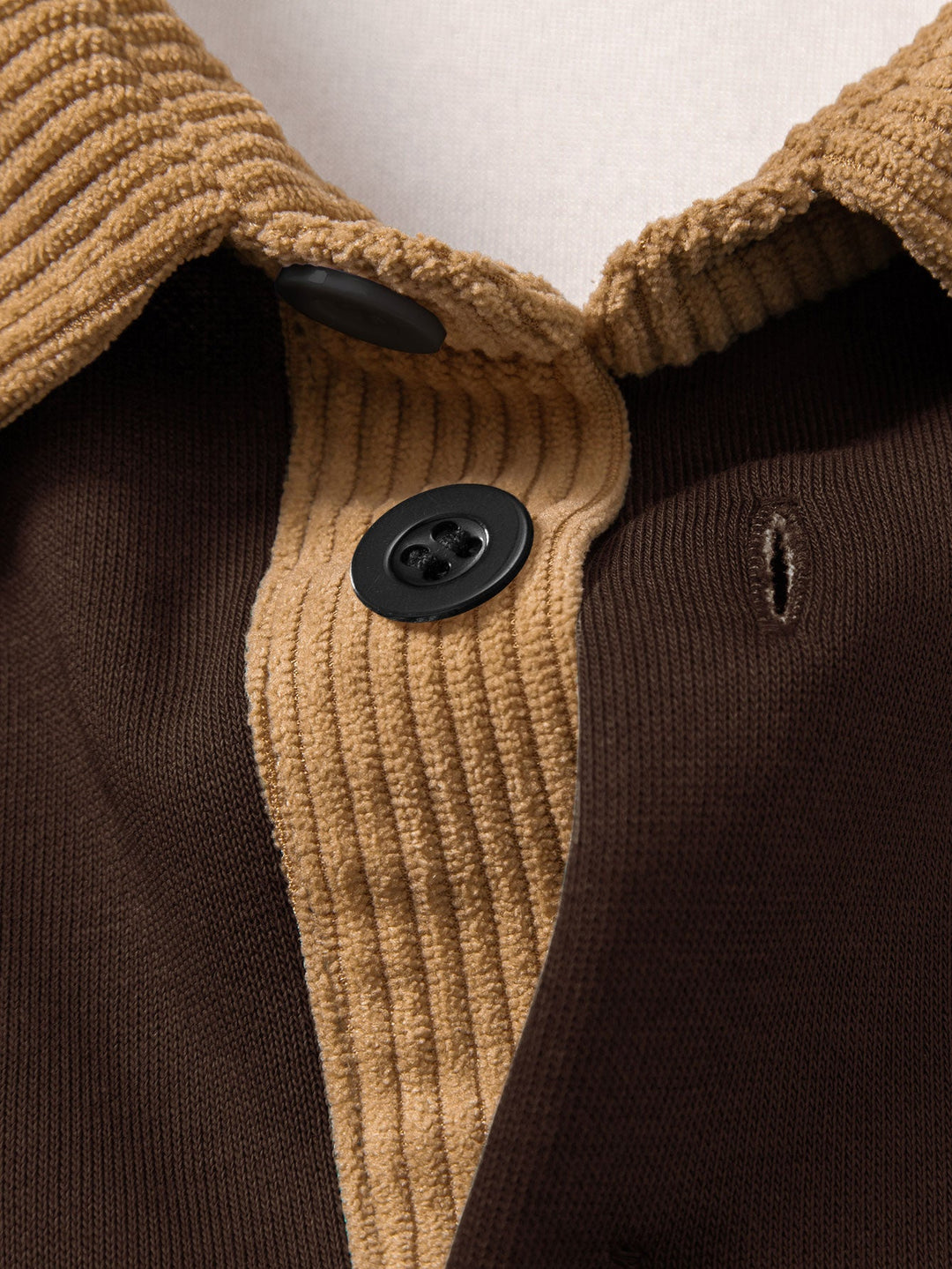 Relax Fit Contrast Corduroy Polo Collar Sweatshirt