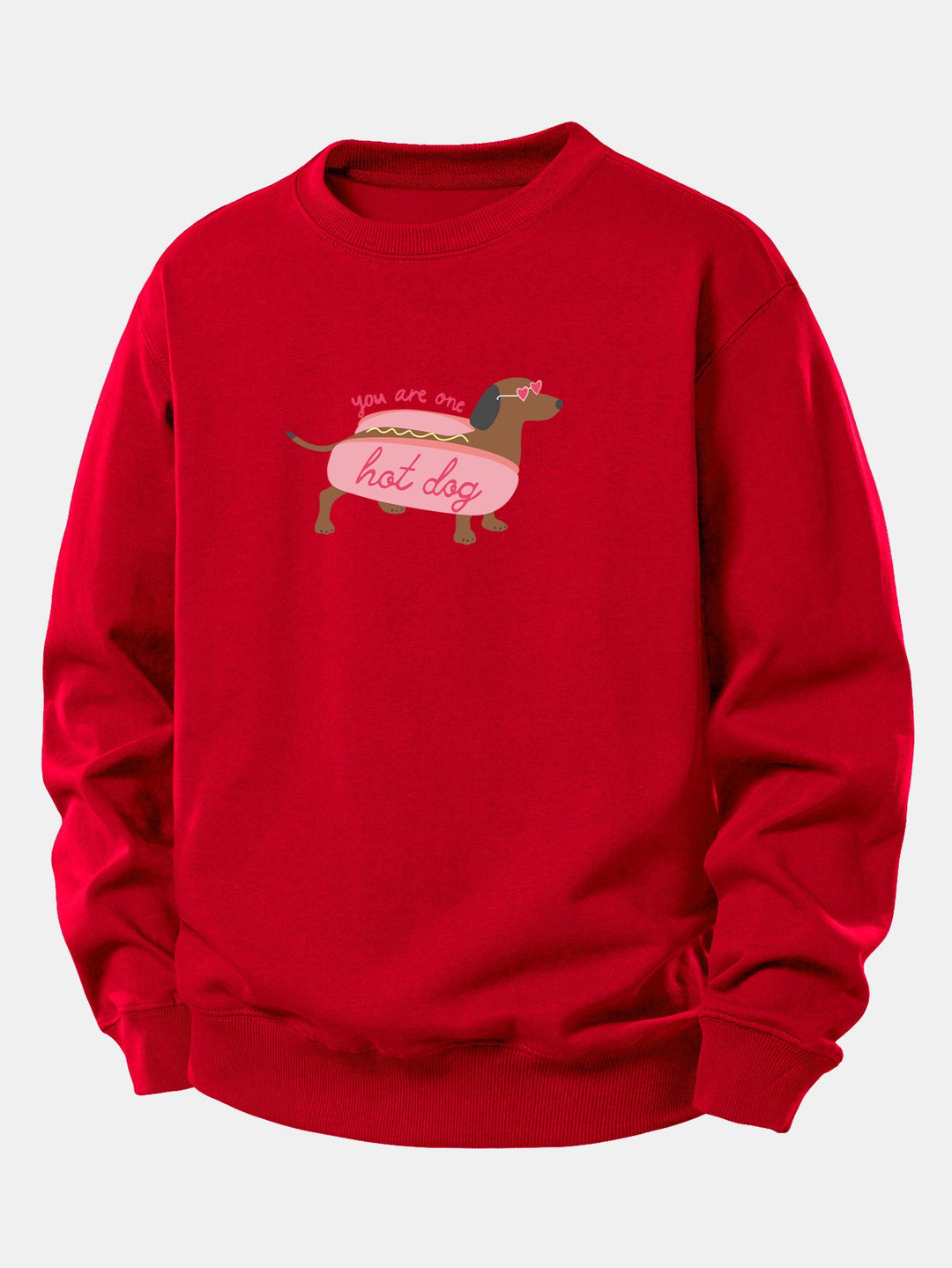 Hot Dog Dachshund Print Relax Fit Sweatshirt