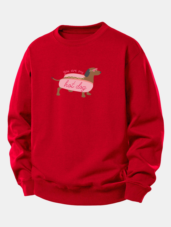 Hot Dog Dachshund Print Relax Fit Sweatshirt