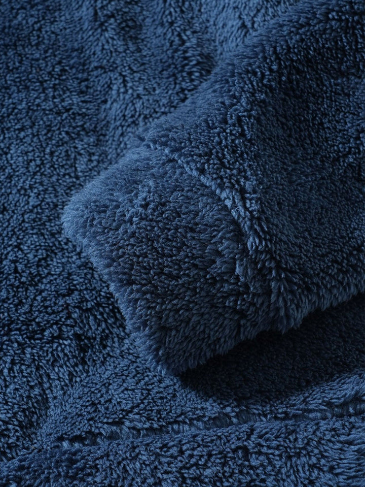 Letter Embroidery Teddy Half-Zip Hoodie