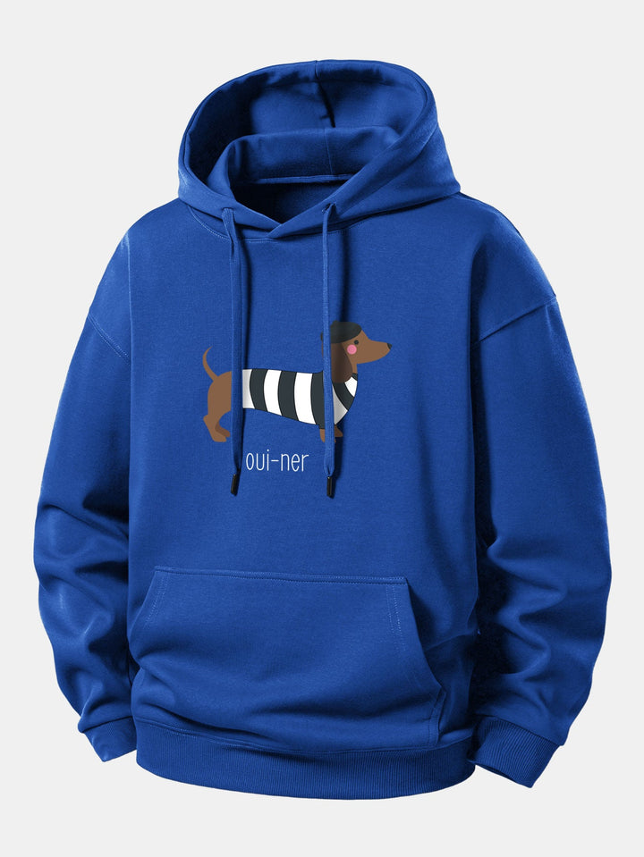 French Dachshund Print Relax Fit Hoodie