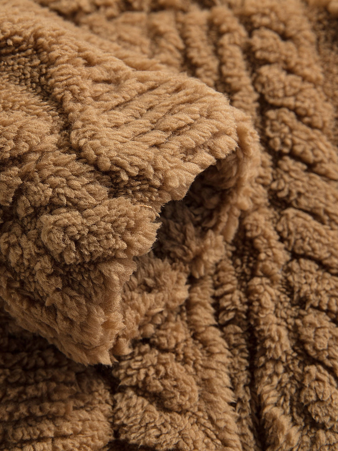 Geometric Jacquard Teddy Half-Zip Hoodie