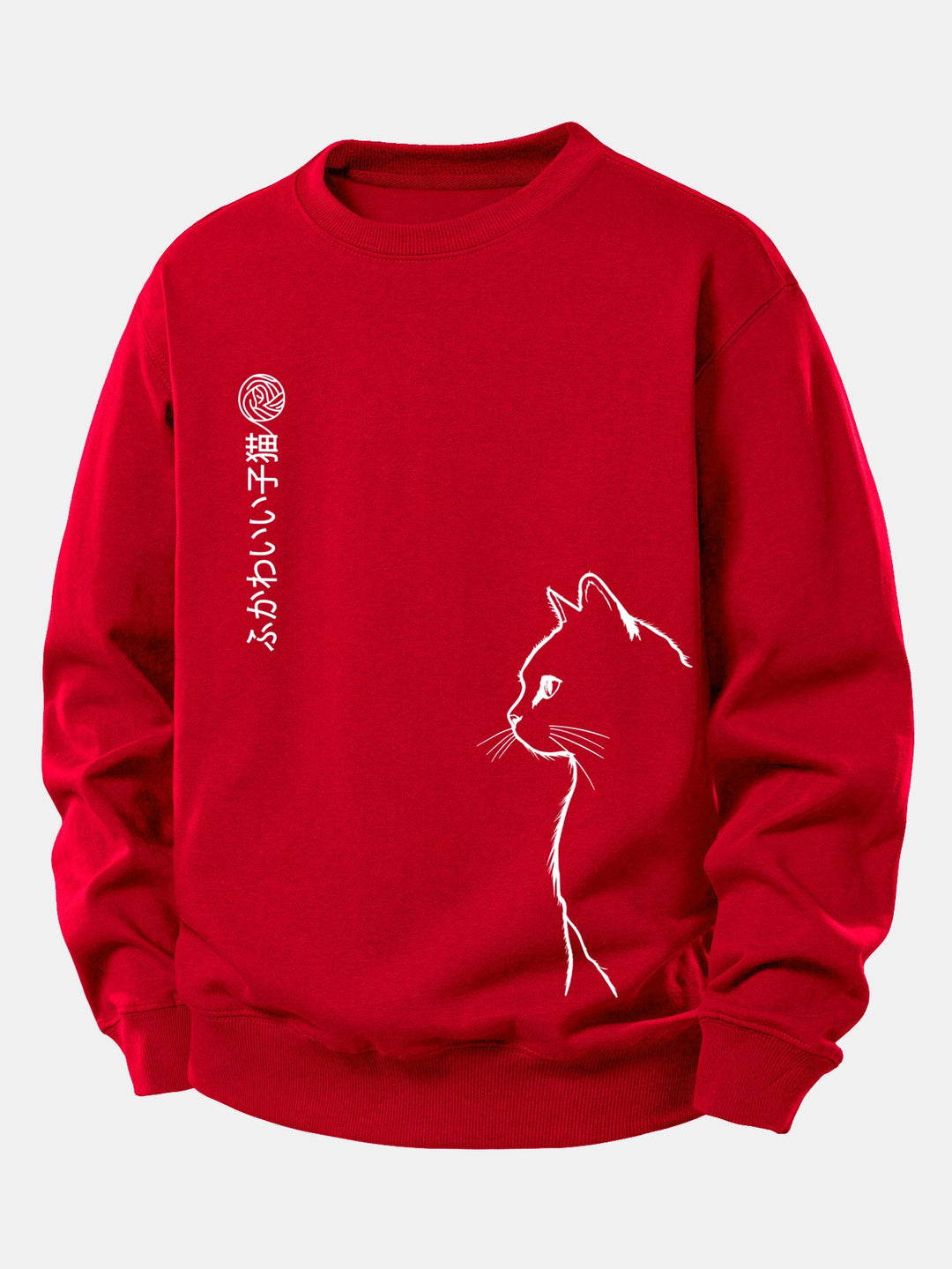 Japanese Cat Print Relax Fit Sweatshirt