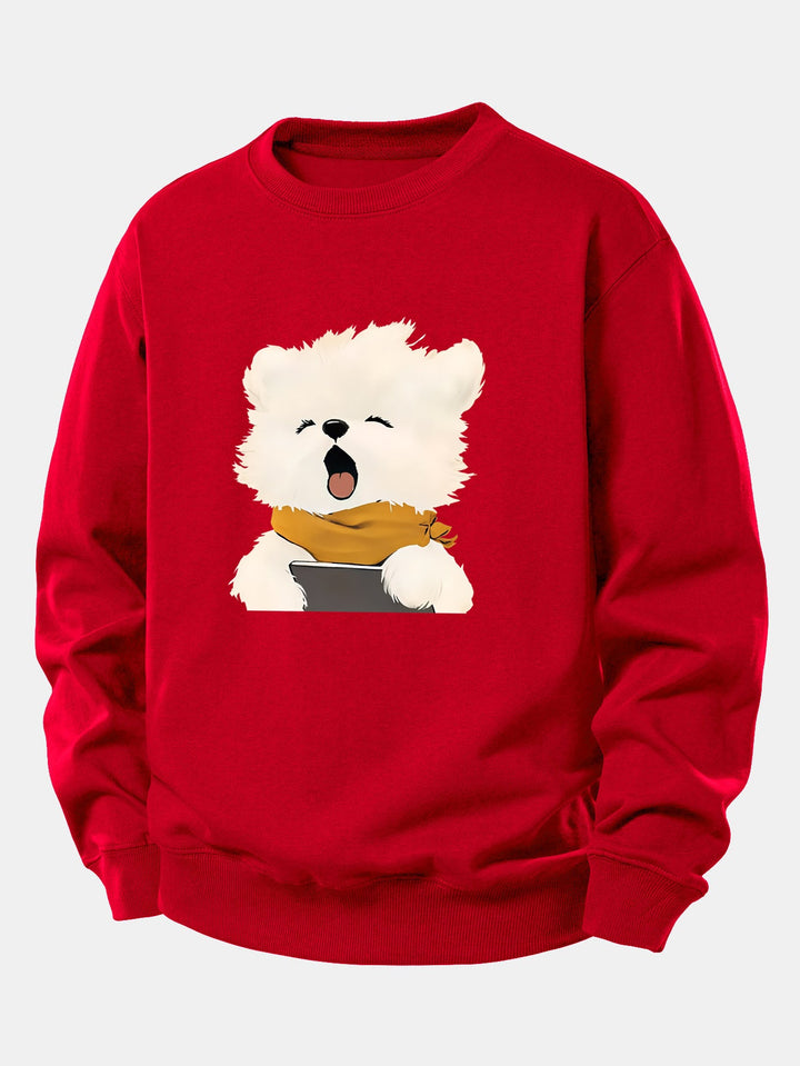 Yawning Puppy Print Relax Fit Sweatshirt