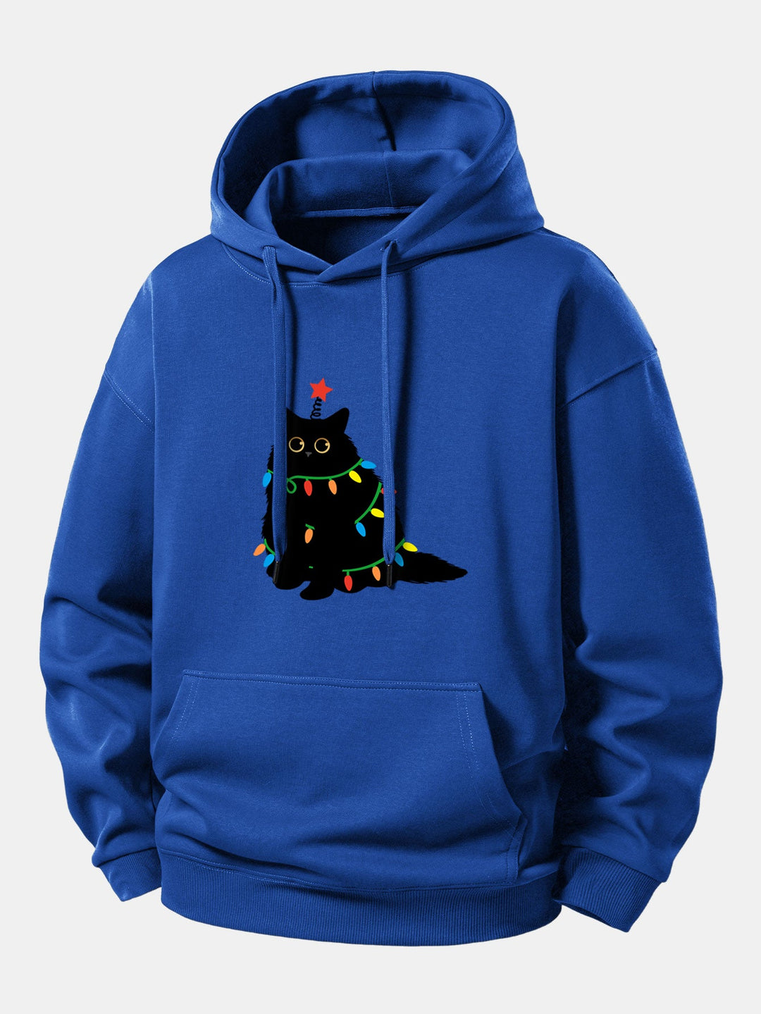 Colorful Light Black Cat Print Relax Fit Hoodie