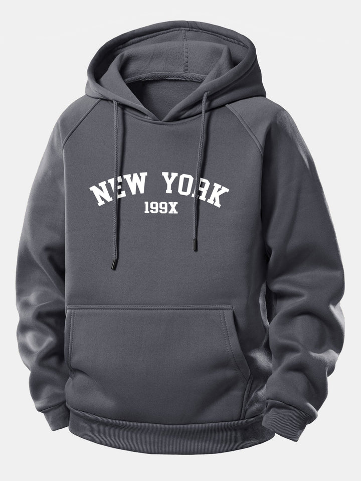 New York Print Drawstring Hoodie