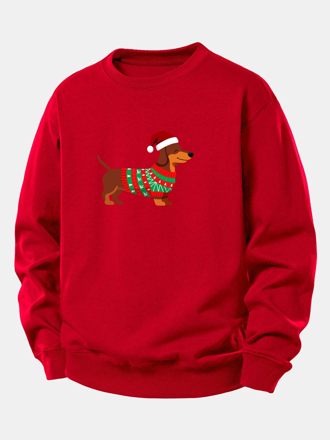 Christmas Dachshund Print Relax Fit Sweatshirt