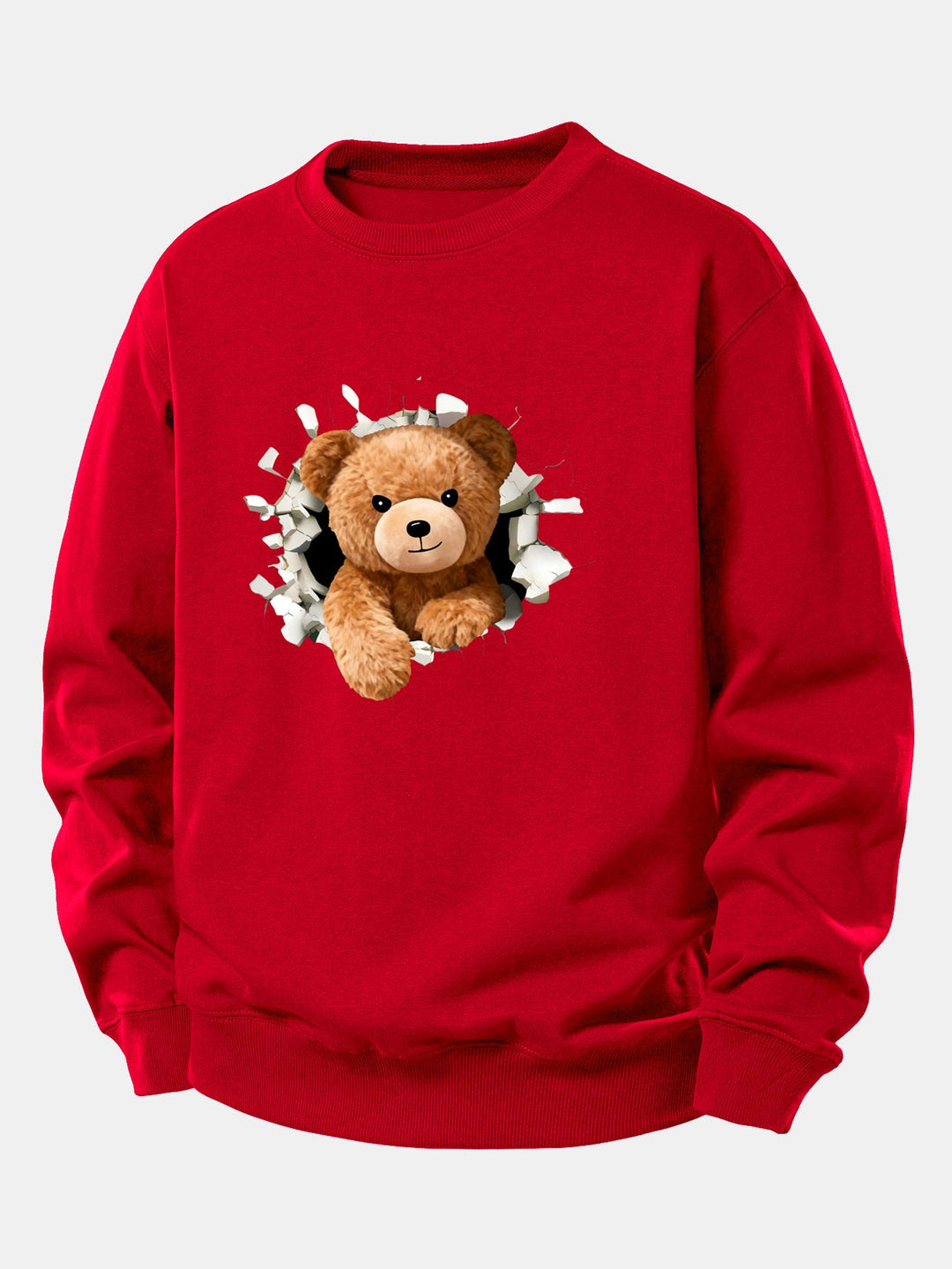 Bear Breaking Through The Wall Print Relax Fit Sweatshirt