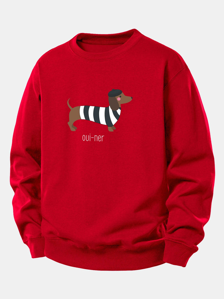 French Dachshund Print Relax Fit Sweatshirt