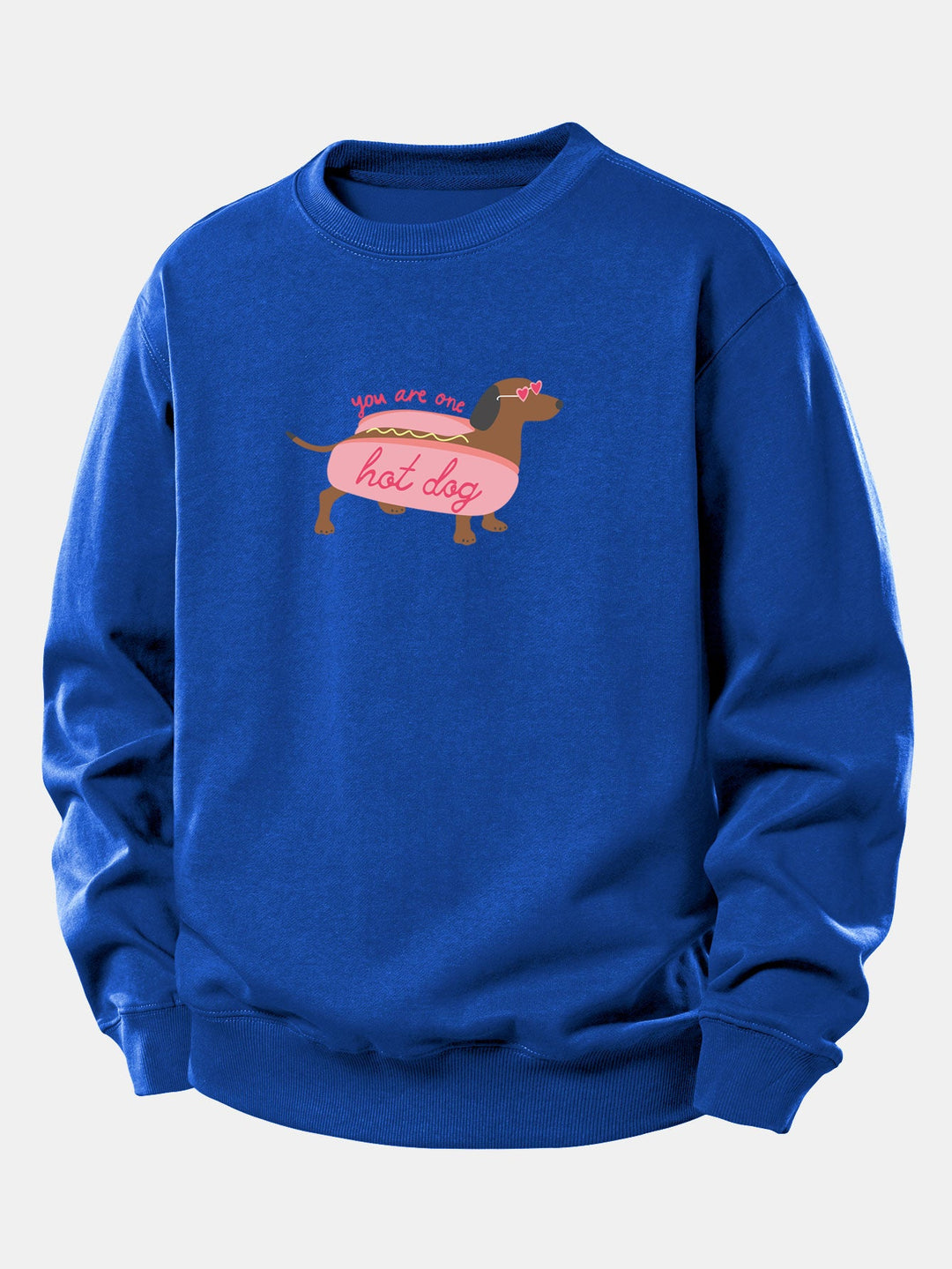 Hot Dog Dachshund Print Relax Fit Sweatshirt