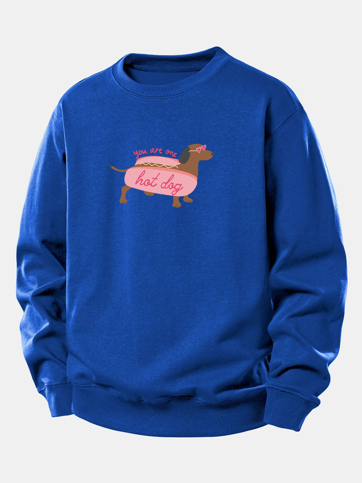 Hot Dog Dachshund Print Relax Fit Sweatshirt