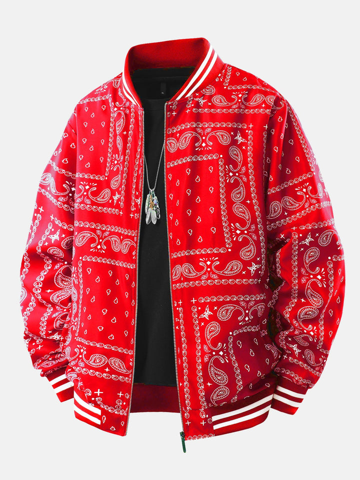 Paisley Print Baseball Jacket