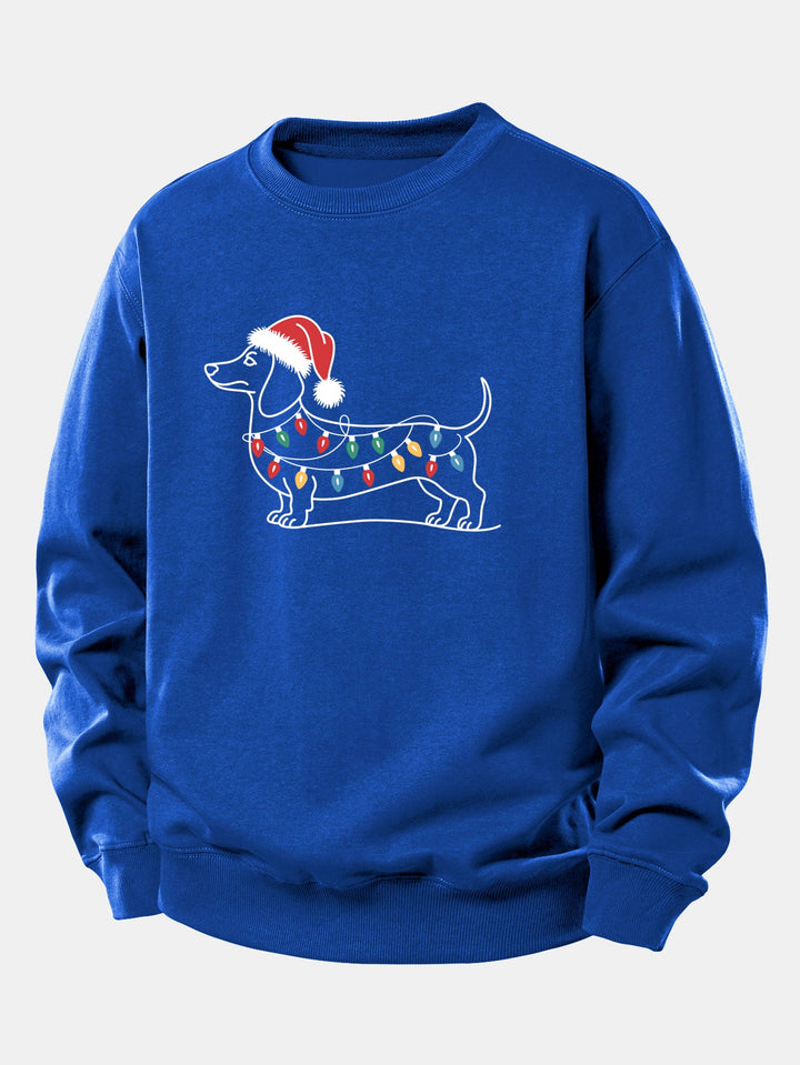 Christmas Light Dog Print Relax Fit Sweatshirt