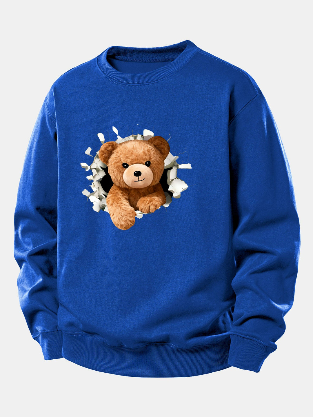 Bear Breaking Through The Wall Print Relax Fit Sweatshirt