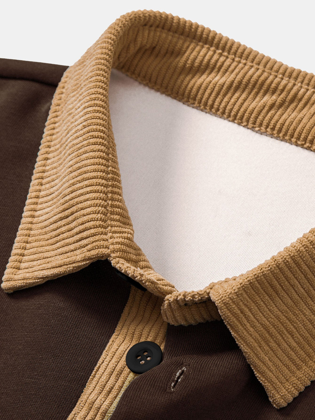 Relax Fit Contrast Corduroy Polo Collar Sweatshirt & Straight Leg Corduroy Pants