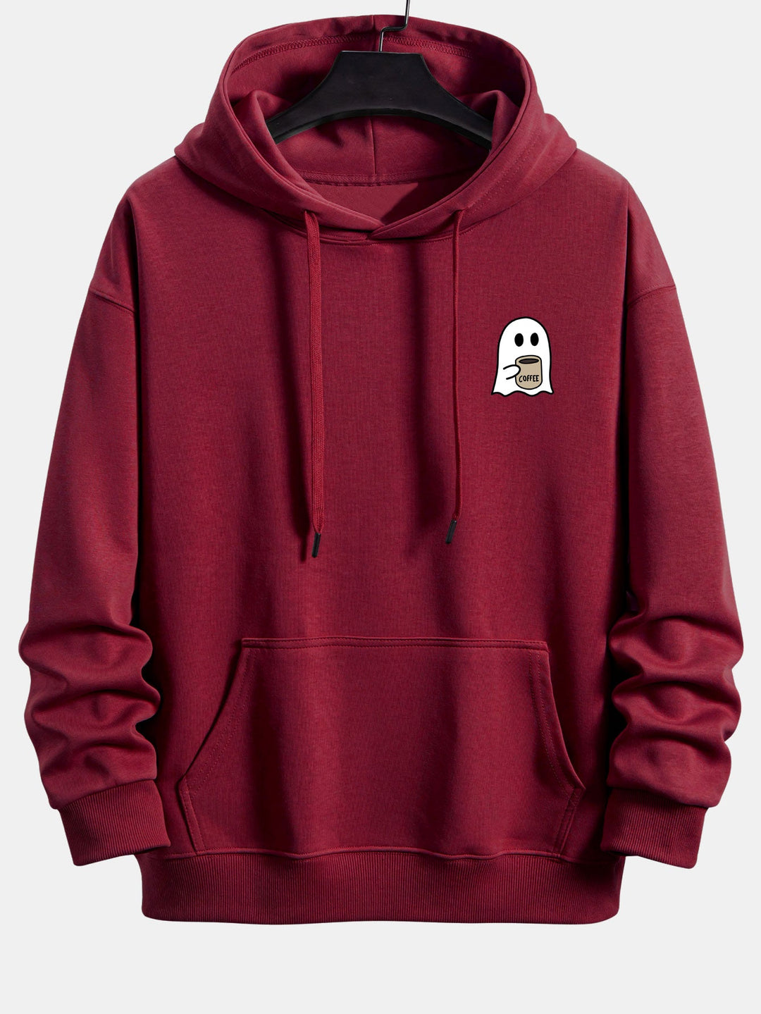 Ghost Drinking Coffee Print Relax Fit Hoodie