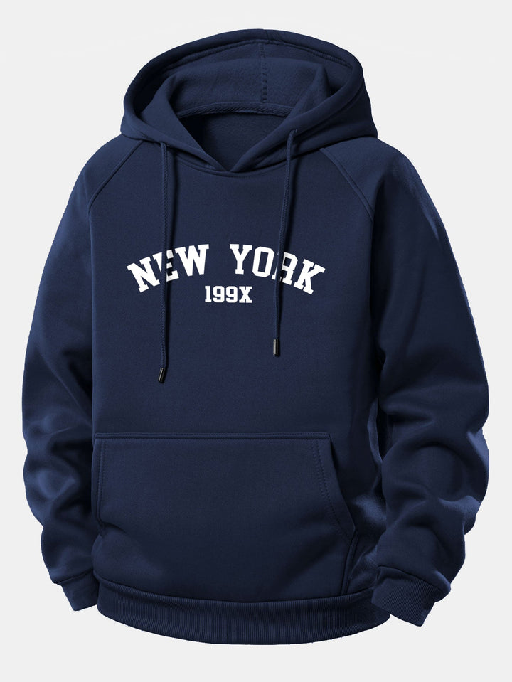 New York Print Drawstring Hoodie