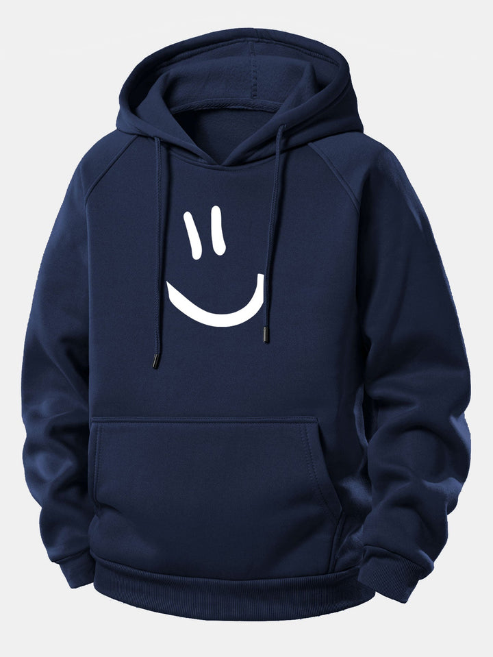 Smiley Face Print Drawstring Hoodie