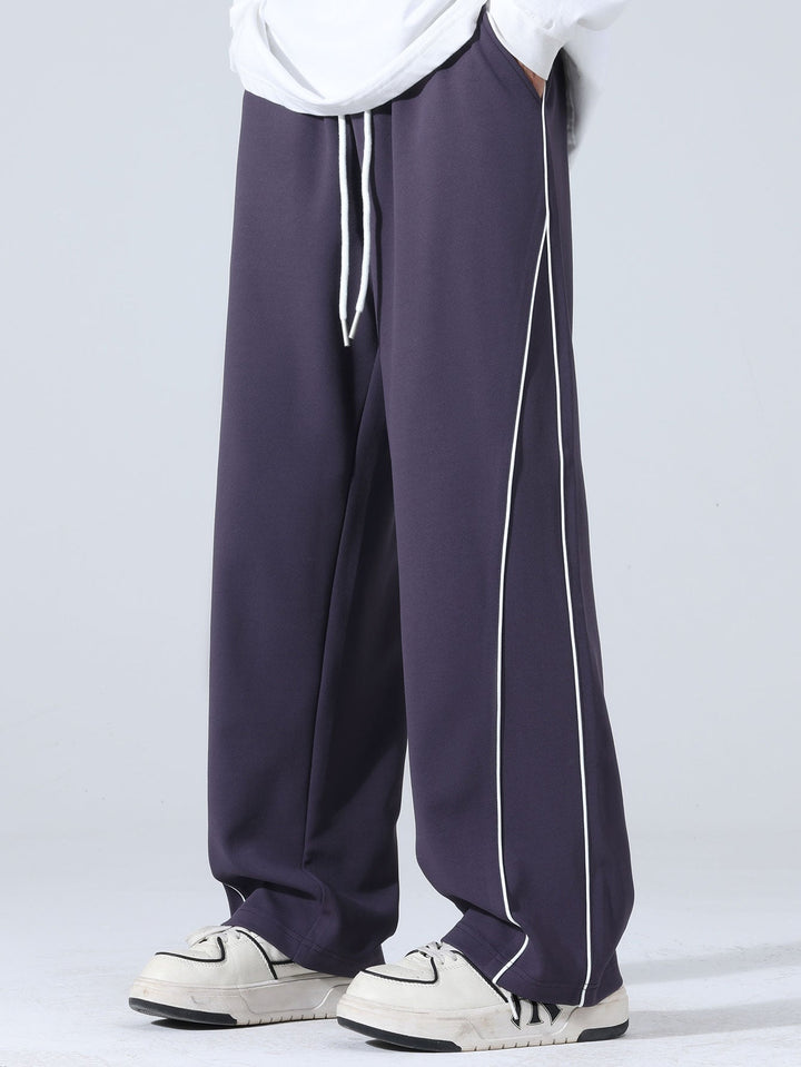 Calças de Perna Larga com Listras Laterais