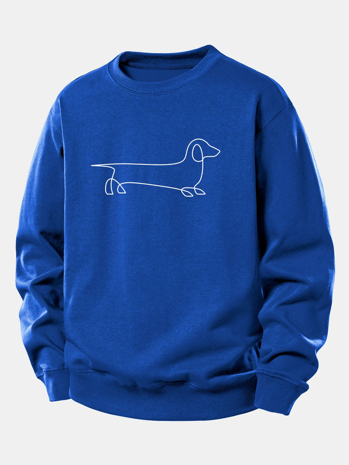 Line Dachshund Print Relax Fit Sweatshirt