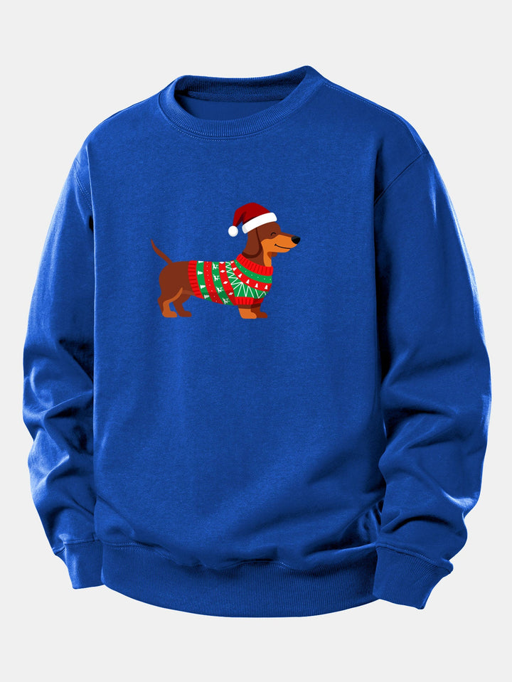 Christmas Dachshund Print Relax Fit Sweatshirt