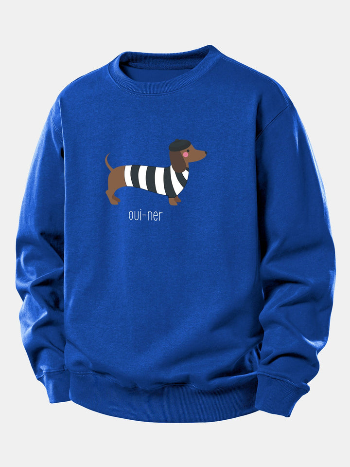 French Dachshund Print Relax Fit Sweatshirt