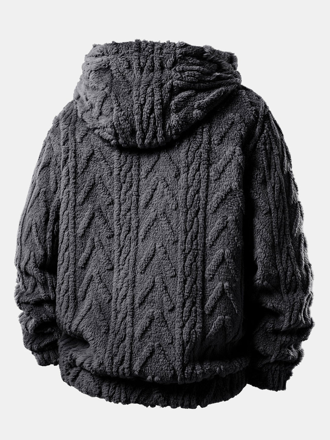 Geometric Jacquard Teddy Fleece Zip Up Hoodie