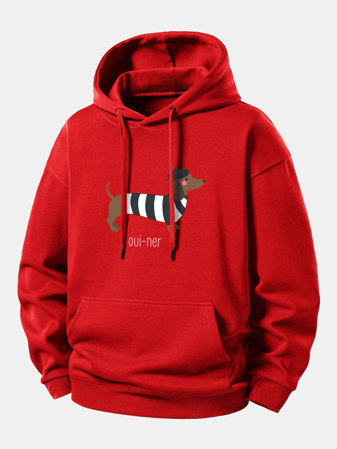 French Dachshund Print Relax Fit Hoodie