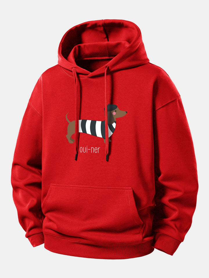 French Dachshund Print Relax Fit Hoodie